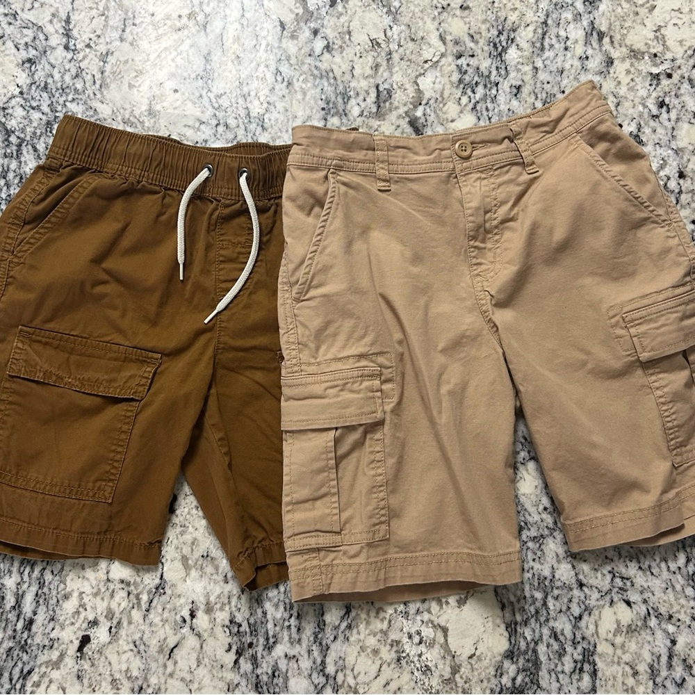 Boys Dual Pack Cargo Shorts in Brown and Tan Size L (10-12)